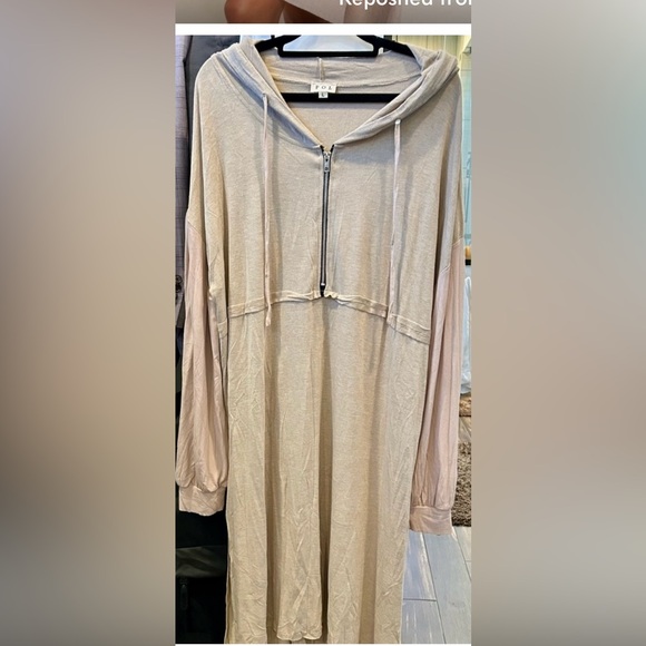 POL Mocha Hooded Dress with Zipper - Picture 4 of 5